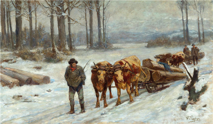 弗朗茨·泽弗·冯·帕辛格（ Franz Xaver von Pausinger）作品-冬天的伐木工