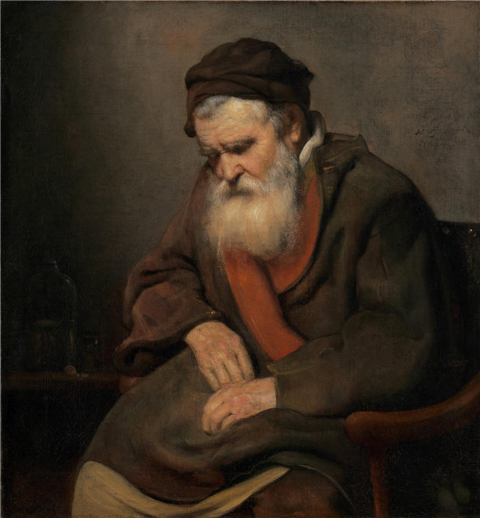 亚伯拉罕·范迪克(Abraham Van Dijck)作品-老人睡着了(1656)