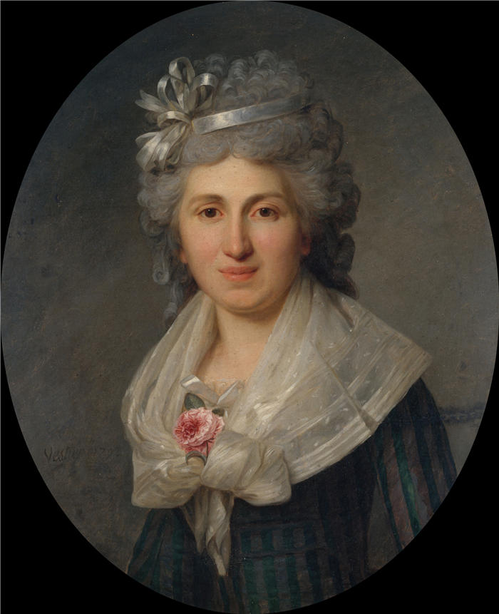 安托万·韦斯蒂尔（Antoine Vestier）作品-一个女人的肖像（1792）