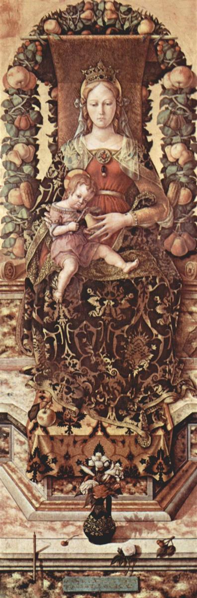 卡洛·克里维利（Carlo Crivelli，意大利画家，1435-1495）作品--麦当娜