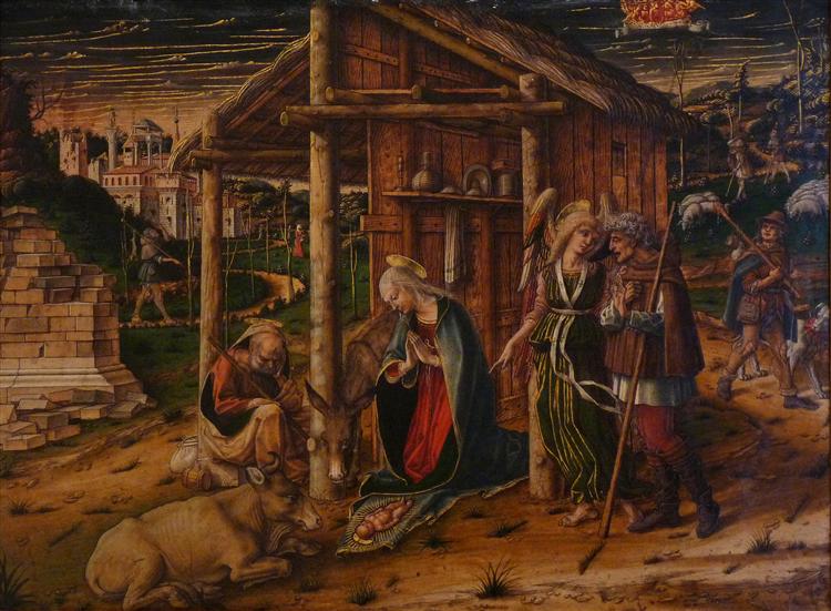 卡洛·克里维利(Carlo Crivelli,意大利画家,1435-1495)作品--牧羊人的崇拜
