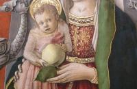 卡洛·克里维利（Carlo Crivelli，意大利画家，1435-1495）作品--麦当娜与捐赠者登基（详细）