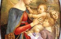 桑德罗·波提切利（Sandro Botticelli，意大利画家，1445-1510）作品-–麦当娜和孩子与两个天使