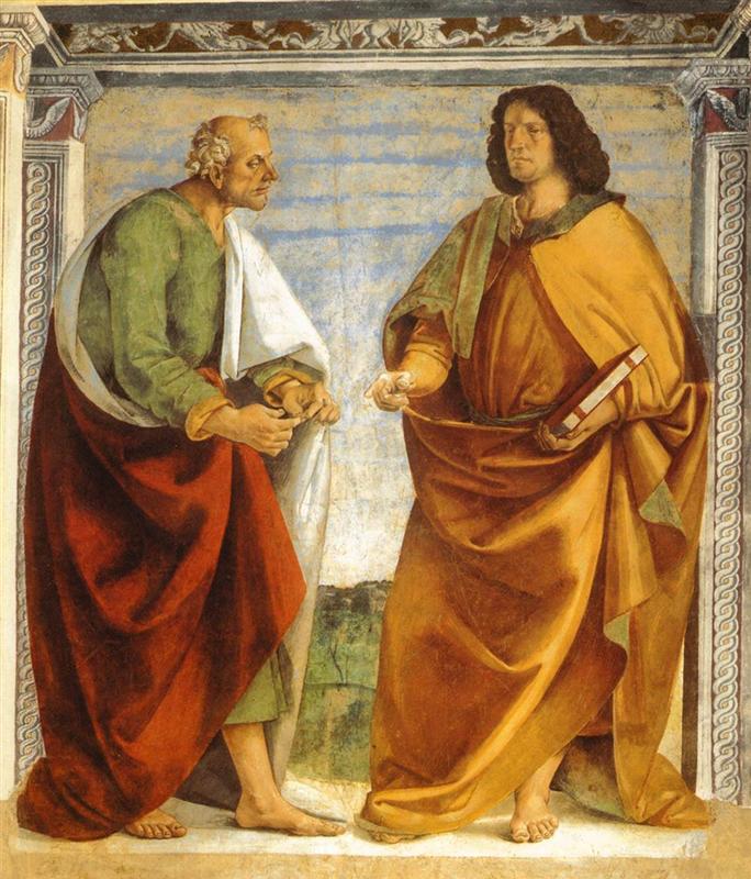卢卡·西诺雷利（Luca Signorelli，意大利，1445-1523）作品-争议中的一对使徒 1