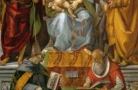 卢卡·西诺雷利（Luca Signorelli，意大利，1445-1523）作品-与圣徒一起登基的处女座