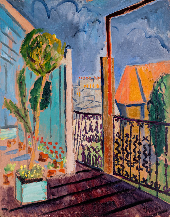 艾萨克·格鲁内瓦尔德（Isaac Grünewald ，瑞典，1889–1946）作品-从工作室窗口观看（1925 年之前）