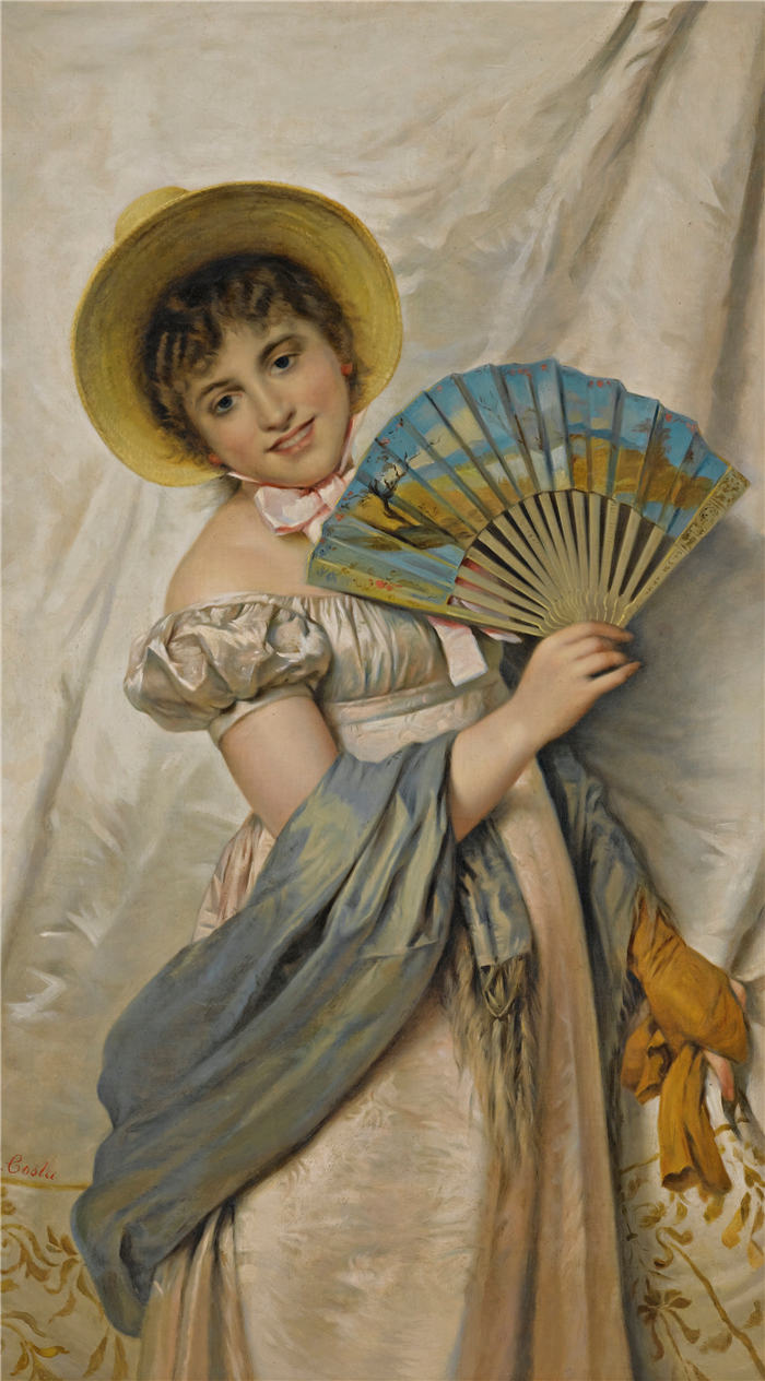 乔瓦尼·科斯塔（Giovanni Costa，意大利，1826 - 1903 年）作品-她的新粉丝