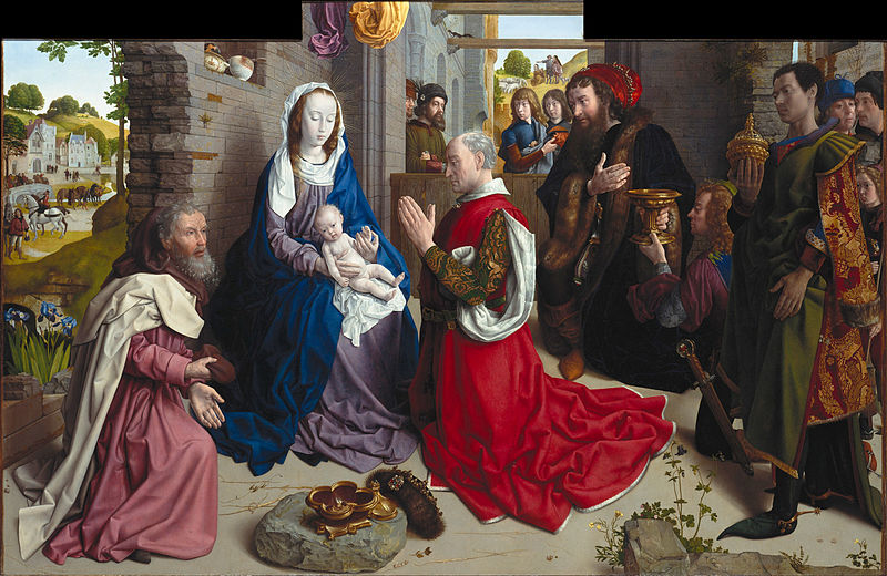 雨果范德格斯（Hugo van der Goes，佛兰芒，1440-1482）作品-国王的崇拜（蒙福特祭坛）
