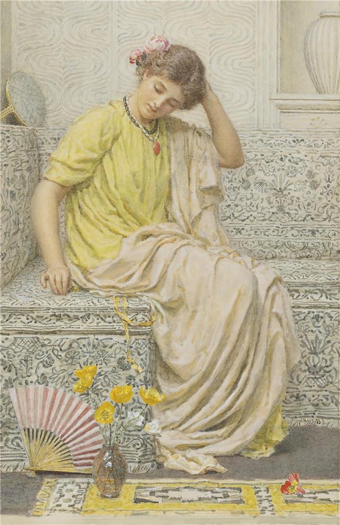 阿尔伯特·约瑟夫·摩尔（Albert Joseph Moore，英国，1841-1893）作品-发夹