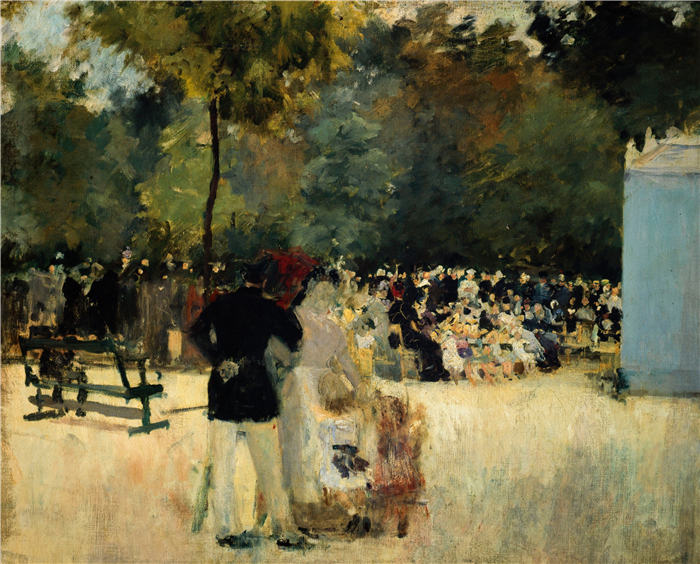 埃米尔·安托万·吉里尔（Emile Antoine Guillier，法国，1849 - 1883 年）作品-杜乐丽花园中的吉尼奥尔 (1880)