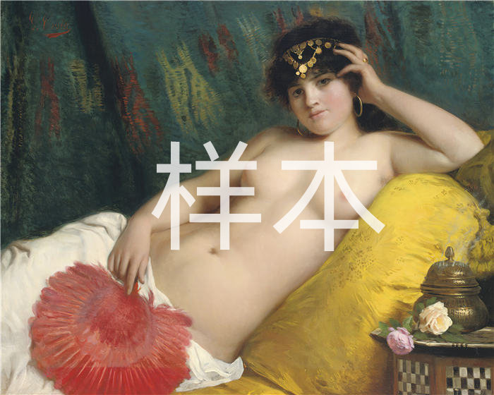 乔瓦尼·科斯塔（Giovanni Costa，意大利，1826 - 1903 年）作品-一个红扇子的宫女