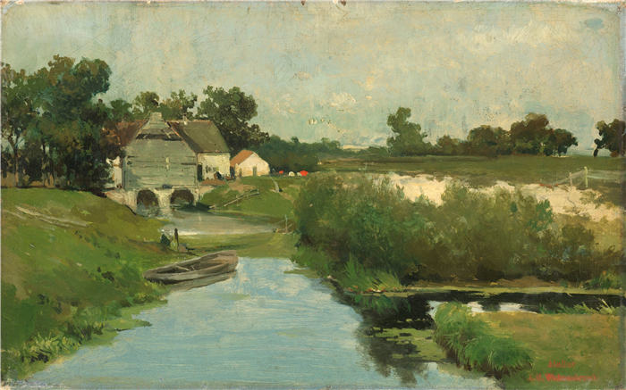 约翰·亨德里克·魏森布鲁赫(Johan Hendrik Weissenbruch,荷兰,1824 - 1903 年)作品-夏日 (c. 1870 - c. 1903)