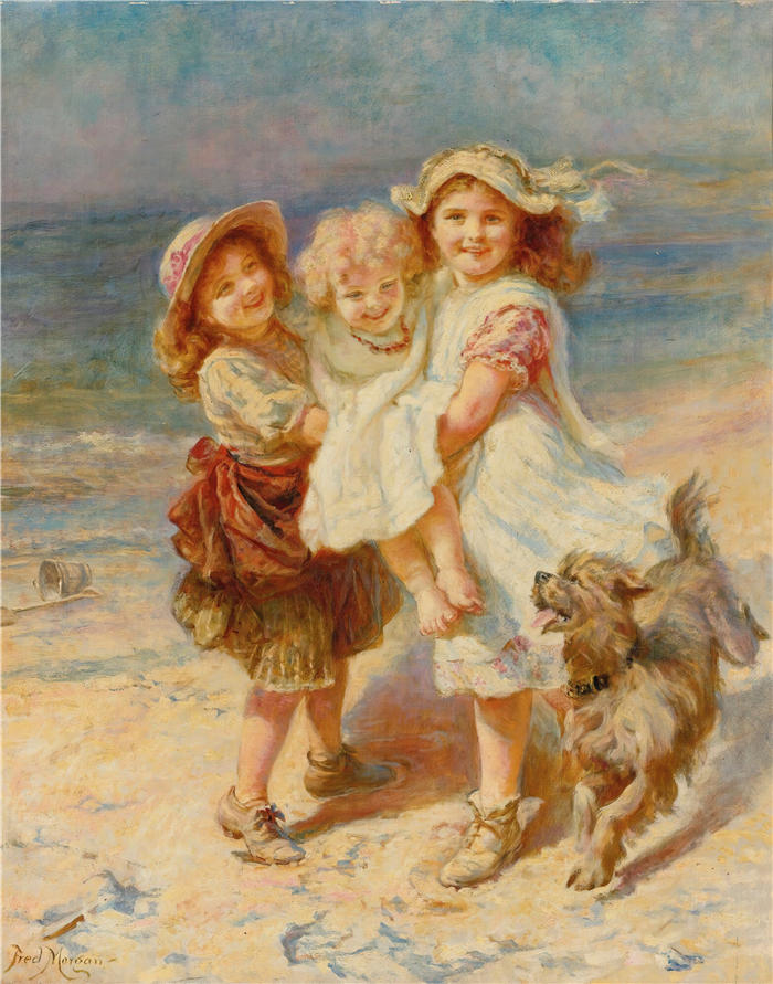 弗雷德里克·摩根（Frederick Morgan，英，1847 – 1927）作品-在沙滩上