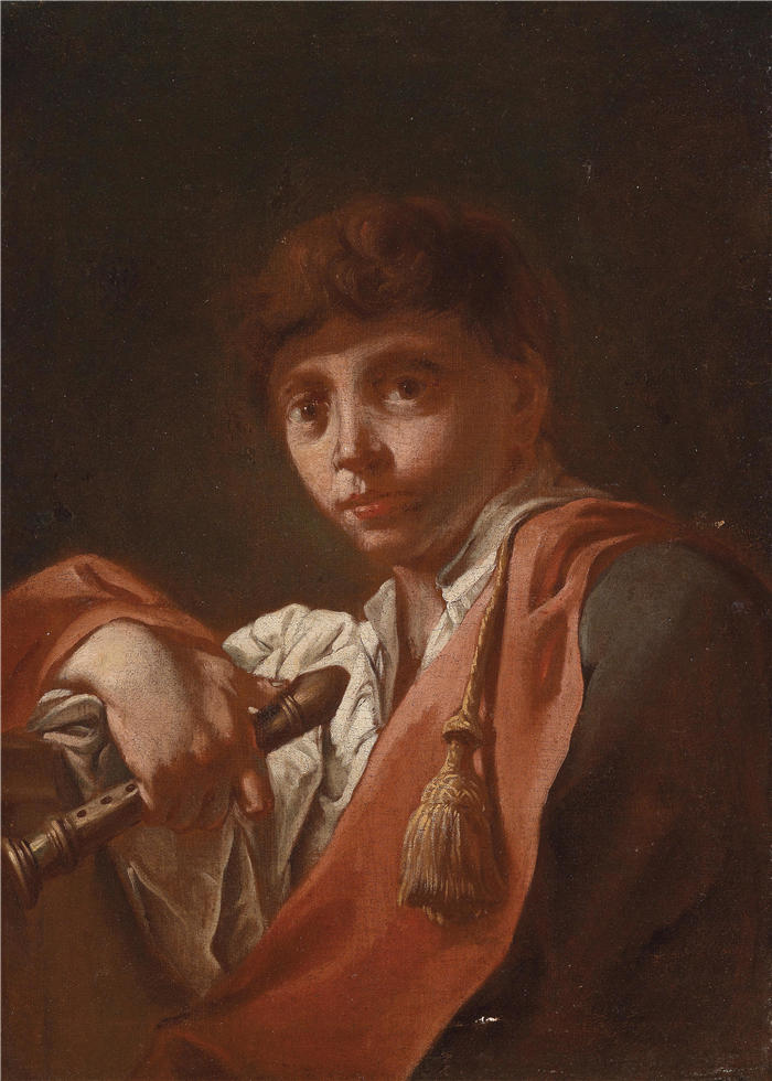 多梅尼科·马乔托（Domenico Maggiotto，意大利，1713–1794）作品-有录音机的男孩