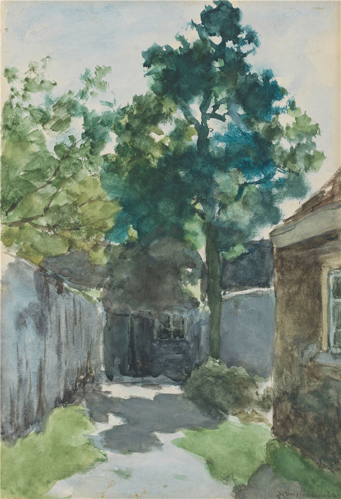 约翰·亨德里克·魏森布鲁赫（Johan Hendrik Weissenbruch）作品-阳光庭院 (1834 - 1903)
