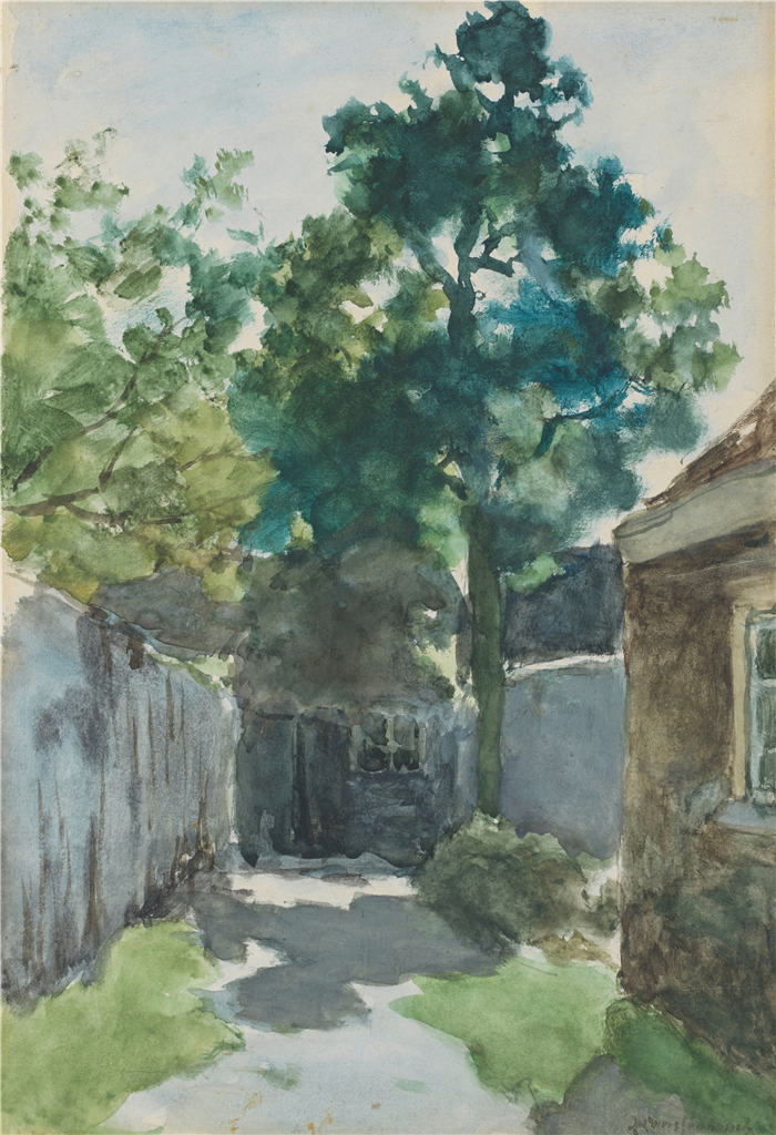 约翰·亨德里克·魏森布鲁赫(Johan Hendrik Weissenbruch)作品-阳光庭院 (1834 - 1903)