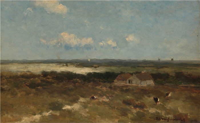 约翰·亨德里克·魏森布鲁赫(Johan Hendrik Weissenbruch,荷兰,1824 - 1903 年)作品-沙丘景观 (1870 - 1896)