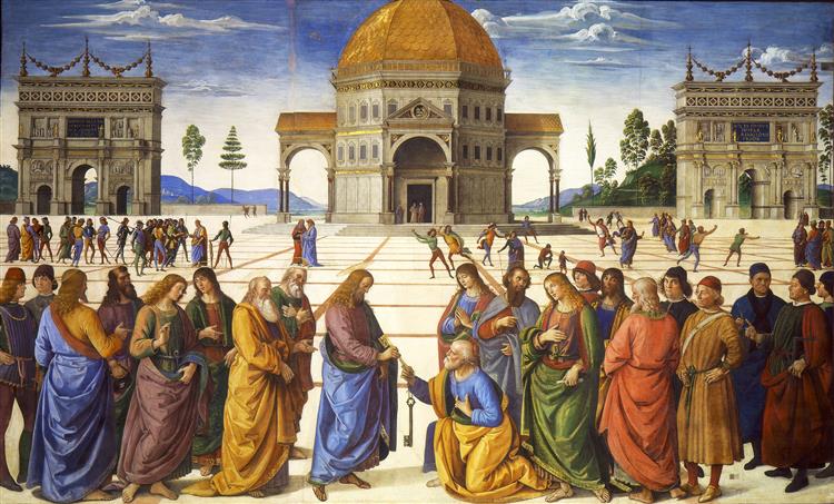 彼得罗·佩鲁吉诺(Pietro Perugino,意大利)-基督将钥匙交给圣彼得