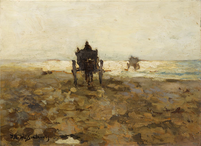 约翰·亨德里克·魏森布鲁赫(Johan Hendrik Weissenbruch,荷兰,1824 - 1903 年)作品-贝壳车