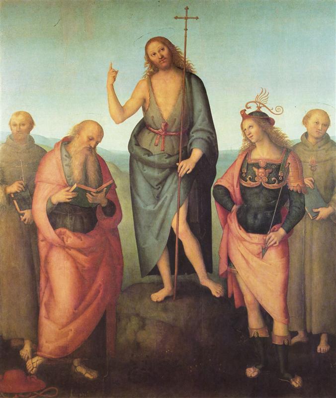 彼得罗·佩鲁吉诺(Pietro Perugino,意大利)-施洗约翰和四位圣徒