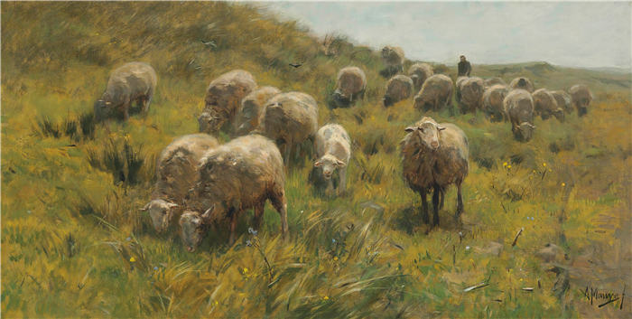 安东·莫夫（Anton Mauve，荷兰）作品-在沙丘上