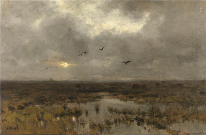 安东·莫夫（Anton Mauve，荷兰）作品-沼泽 (c. 1885 - c. 1888)