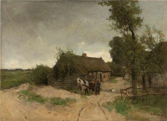安东·莫夫（Anton Mauve，荷兰）作品-土路上的小屋（1870 - 1888 年）