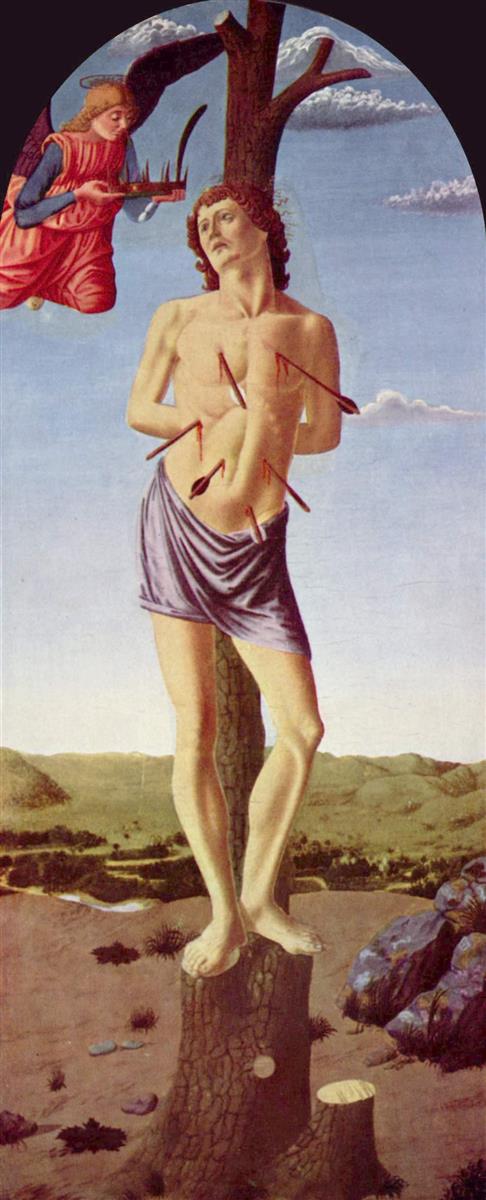 弗朗切斯科·博蒂奇尼（Francesco Botticini，1448-1498，意大利）作品-圣塞巴斯蒂安