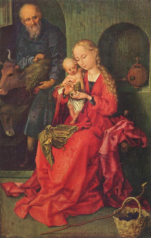 马丁·施恩告尔（Martin Schongauer，1445-1491，德国）作品-圣家族