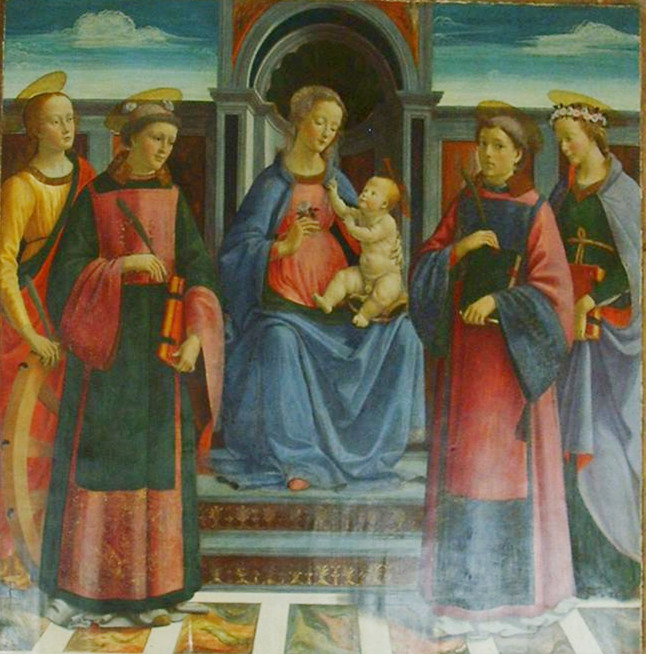 多梅尼哥·基尔兰达约（Domenico Ghirlandaio，1448-1494，意大利）作品-麦当娜和孩子 1