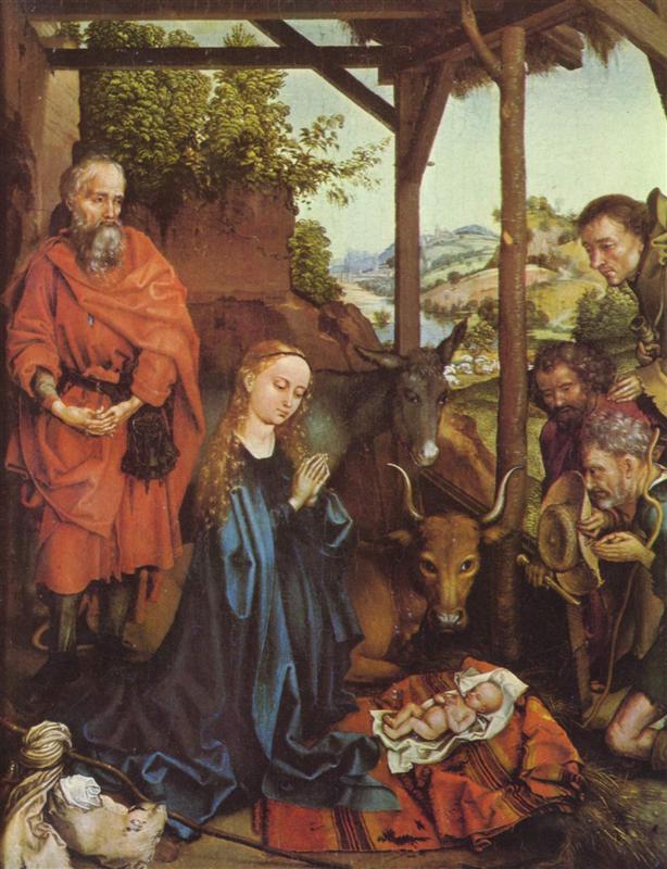 马丁·施恩告尔（Martin Schongauer，1445-1491，德国）作品-牧羊人的崇拜