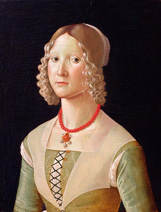 多梅尼哥·基尔兰达约(Domenico Ghirlandaio,1448-1494,意大利)作品-年轻女子的肖像
