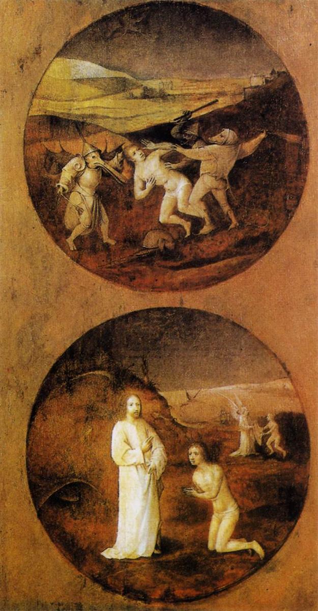希罗尼穆斯·<a href=https://www.kuhw.com/e/tags/?tagid=6918 target=_blank class=infotextkey>博斯</a>(Hieronymus Bosch)作品-被魔鬼包围的人类(诺亚面板的反面)