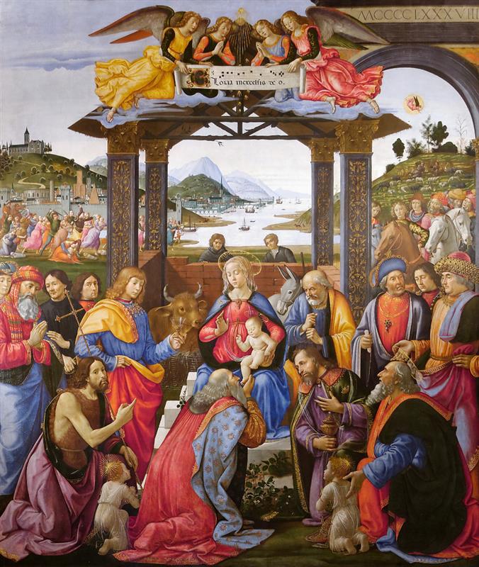 多梅尼哥·基尔兰达约(Domenico Ghirlandaio,1448-1494,意大利)作品-贤士的崇拜 1