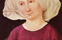 马丁·施恩告尔（Martin Schongauer，1445-1491，德国）作品-一个年轻女子的肖像