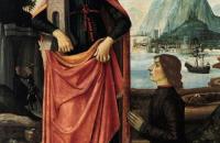 多梅尼哥·基尔兰达约（Domenico Ghirlandaio，1448-1494，意大利）作品-圣芭芭拉粉碎她的异教徒父亲