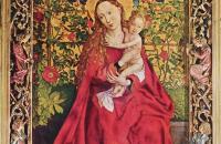 马丁·施恩告尔（Martin Schongauer，1445-1491，德国）作品-玫瑰亭的麦当娜