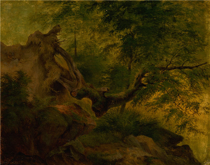 约瑟夫·博热克·克莱门斯 (Jozef Božetech Klemens,斯洛伐克, 1817 – 1883) 作品-连根拔起的树(Windthrow)(1860–1870)