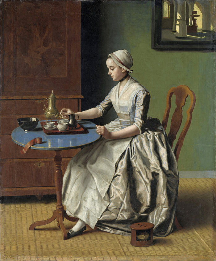 让-艾蒂安·利奥塔尔(Jean-Etienne Liotard ,瑞士,1702-1789 年)作品-早餐时的荷兰女孩(约 1756 年)