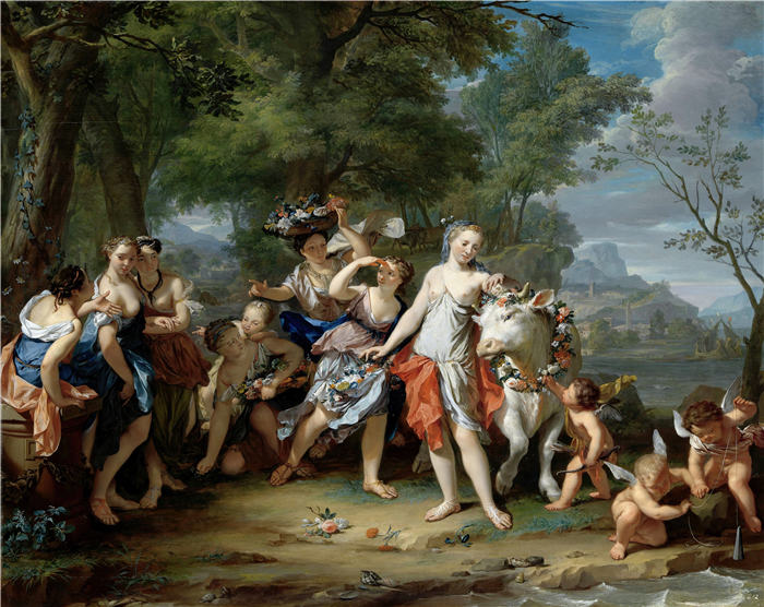 尼古拉斯·维尔科列(Nikolaas Verkolje,荷兰画家)作品-欧罗巴的强奸(C. 1735 - C. 1740)