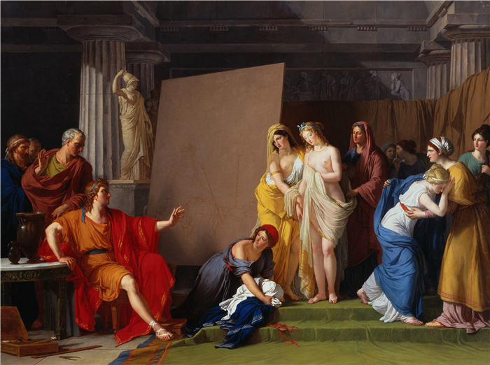 弗朗索瓦-安德烈·文森特（François-André Vincent，法国，1746-1816 年）作品-宙克西斯从克罗顿女孩中为海伦的形象选择模特（C.1790）