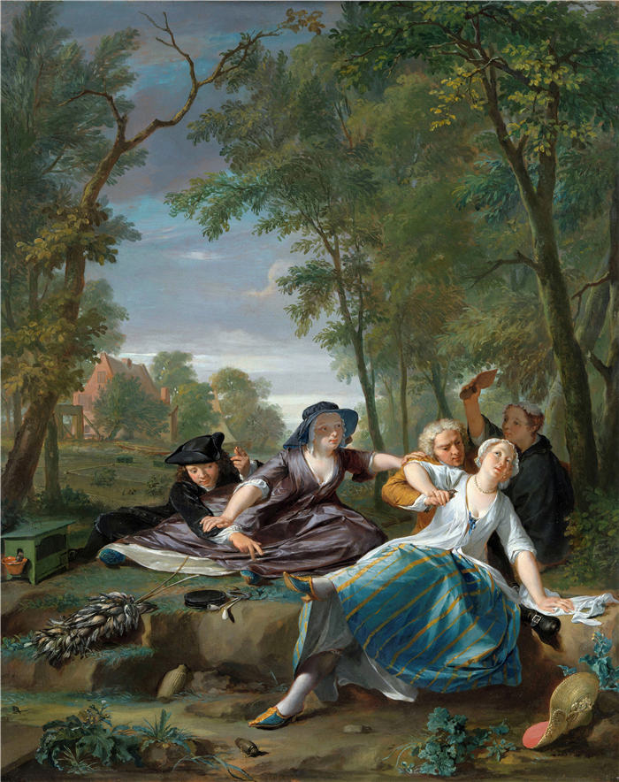 尼古拉斯·维尔科列（Nikolaas Verkolje，荷兰画家）作品-观鸟者（约 1744 年）
