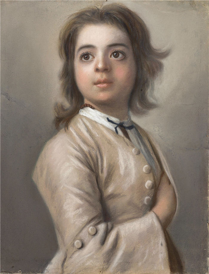 让-艾蒂安·利奥塔尔（Jean-Etienne Liotard ，瑞士，1702-1789 年）作品-研究一个男孩的一半（1736 - 1738）