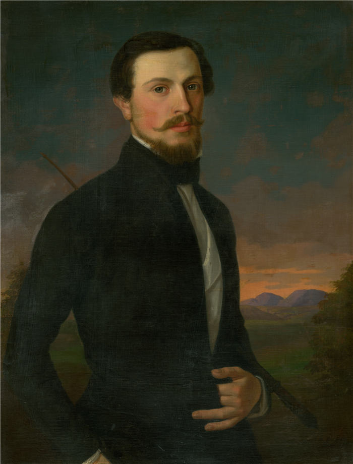 约瑟夫·博热克·克莱门斯 (Jozef Božetech Klemens，斯洛伐克, 1817 – 1883) 作品-年轻人的肖像（1853 年） (1)