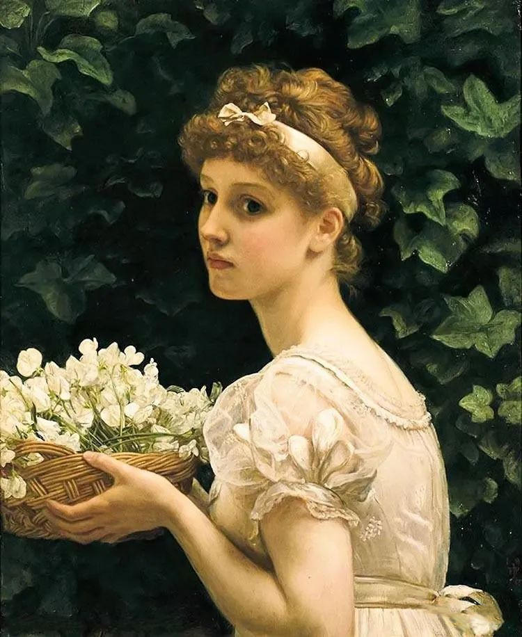 《手捧豌豆花的姑娘》 波因特 英国