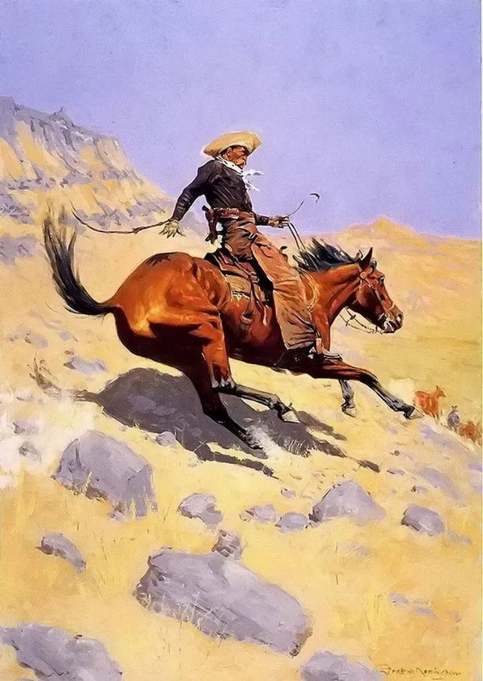 前1000幅世界名画-《西部牛仔》雷明顿 美国 