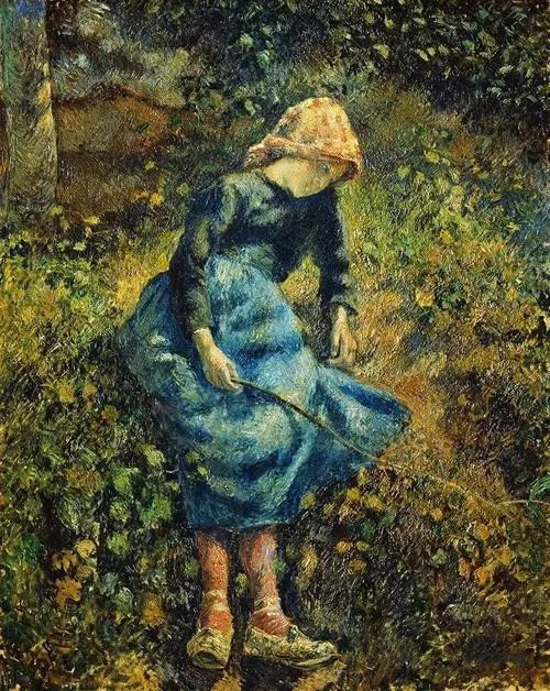 前1000幅世界名画-《手拿长棍的牧羊女》<a href=https://www.kuhw.com/e/tags/?tagid=474 target=_blank class=infotextkey>毕沙罗</a> 法国