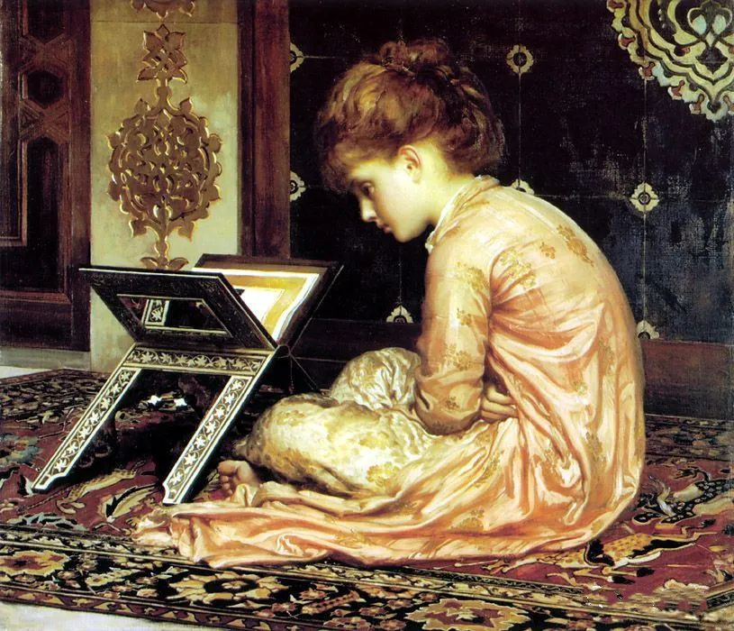 前1000幅世界名画-《阅读1877年》 洛德·莱顿 英国