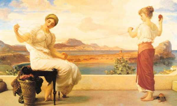 前1000幅世界名画-洛德．莱顿的《缠毛线》