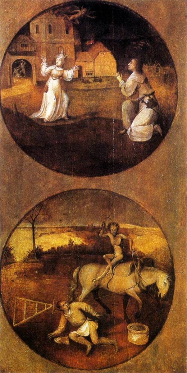 耶罗尼米斯·<a href=https://www.kuhw.com/e/tags/?tagid=6918 target=_blank class=infotextkey>博斯</a>(Hieronymus Bosch)作品-人类被魔鬼包围(反叛天使面板的反面)
